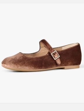 Women's Brown Velvet Mary Jane Shoes